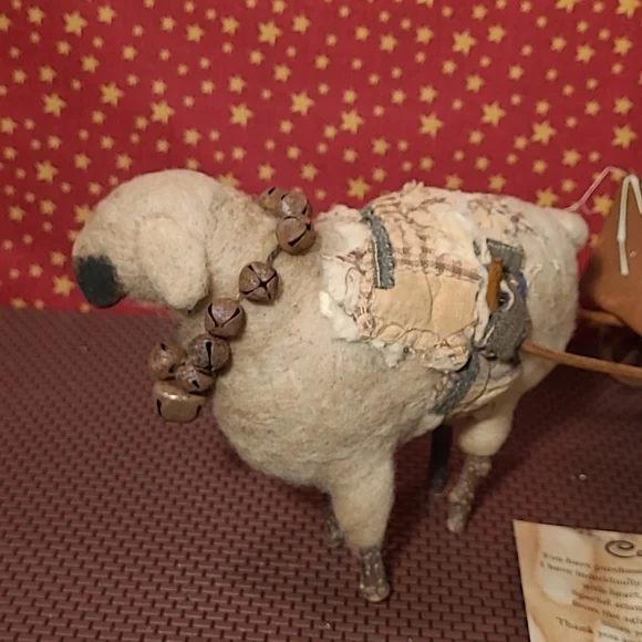 Primitive Sheep Pulling Cart Of Eggs